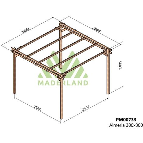 Pérgola de Madera Maciza Almería (Maderland) - Gardeneas - 300 x 300 cm