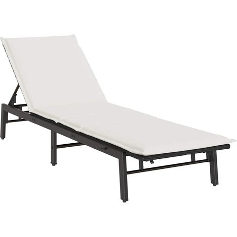 Maison Exclusive - Lettino Prendisole con Cuscino Nero in Polyrattan