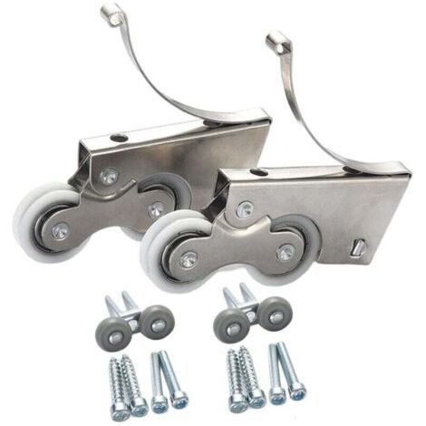 Pair Geräuscharme Umlenkrolle aus Edelstahl/Titanlegierung mit zwei Rollen für Schiebetüren von Kleiderschränken (2 Paare)