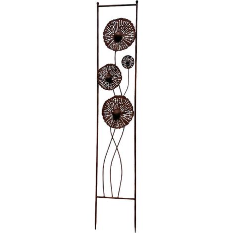 Treillage jardin fer Pistillus 126x23x2cm – Stable avec pics pointus – Décoration originale avec motifs fleuris – Pour fleurs grimpantes – La Grande Prairie