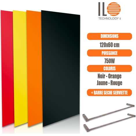 Radiateur électrique mural panneau rayonnant en verre 120x60cm 750W – Convertible en sèche-serviette – Surface 15m² – Fabrication française (1/5)