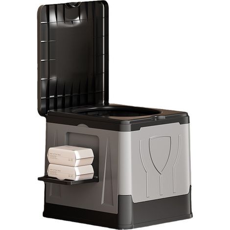 Pot de Chambre Adulte,Toilette Seche Pliable Max 150 kg,WC Portable avec Siège 35.6x29.1x29.5cm (1/4)
