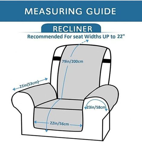 1 Housse de fauteuil relax, réversible matelassée en microfibre, imperméable pour siège 53cm, noir (1/3)