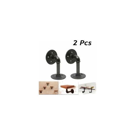 Support de support de tuyau d'eau noir 2 - 15x8cm, support de stockage en bois massif en fer forgé pour salle à outils (1/4)