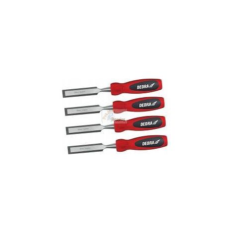 DEDRA Set di 4 scalpelli (6, 12, 18, 25 mm) - Acciaio CrV, manico bimateriale (1/5)