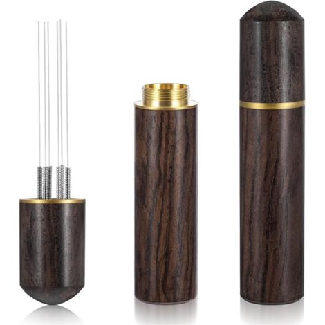 Outil pour mélanger le café expresso, mélangeur à café à 6 aiguilles, accessoires pour expresso, aiguille à café avec manche et support en bois naturel, barista professionnel (1/5)