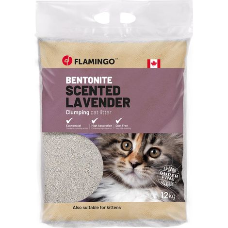 Lettiera per gatti alla bentonite con profumo di lavanda, grana fine, 12 kg, Aglomerante e ultra assorbente