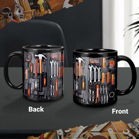 Machiniste tasse à café, bote à outils ensemble mécanicien automobile, clé bricoleur, outils, papa, Noir - 1 9 cm x SERVICE A CAFE (1/5)