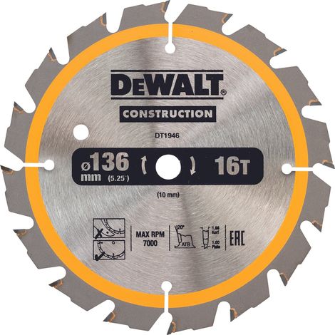 DeWalt Kreissägeblatt Akku 136/10 mm 16WZ