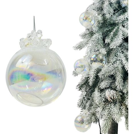 Christbaumschmuck aus Glas mit irisierendem Petrol-Effekt und Rauten, 8 cm