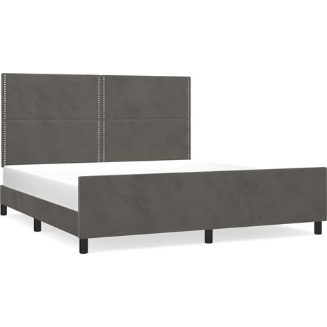 Maison Exclusive - Cadre de lit sans matelas gris foncé velours (1/5)