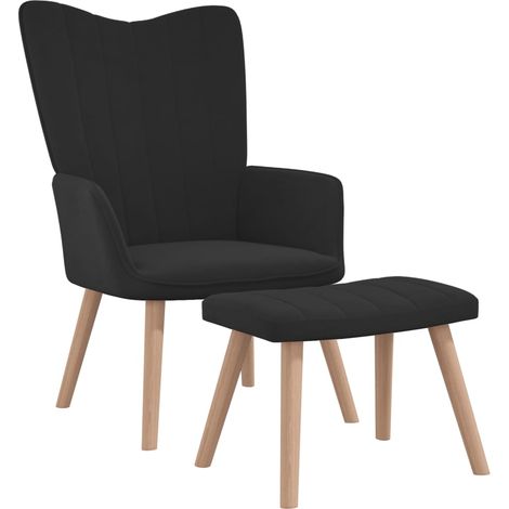 Chaise de relaxation avec repose-pied Noir Velours 4 (1/5)