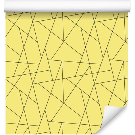 Carta da parati con motivo geometrico color crema e giallo, sfondo crema 50x1000 cm (1/5)
