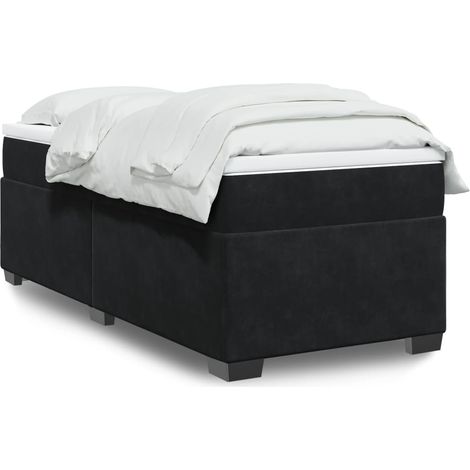 Boxspringbett mit Matratze Schwarz 100x200 cm Samt