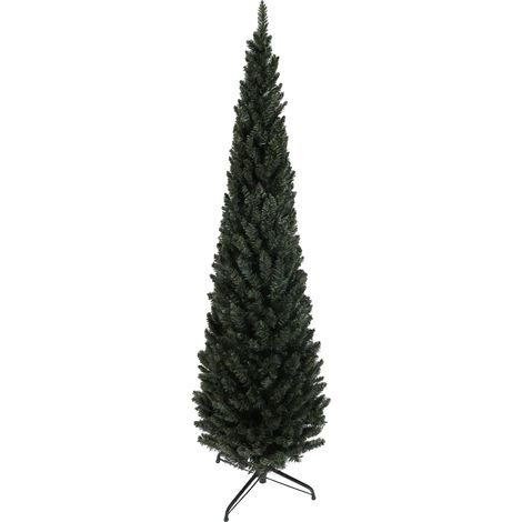 Árbol de Navidad delgado de 225 cm de altura, ahorra espacio, con 538 ramas y base de acero para uso en interiores, color verde. (1/5)