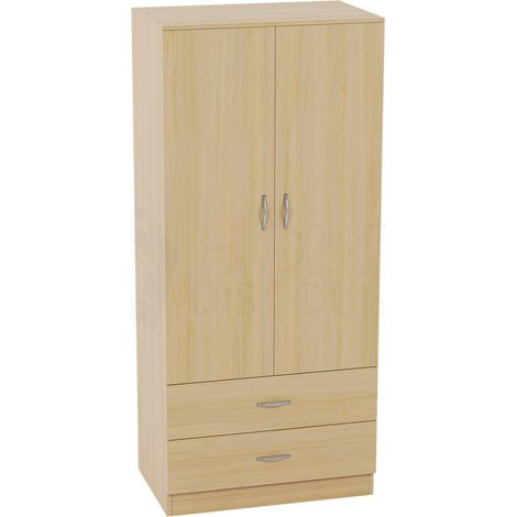 Riano 2 Door 2 Drawer Wardrobe With Hanging Rail & Storage Shelf, Pine