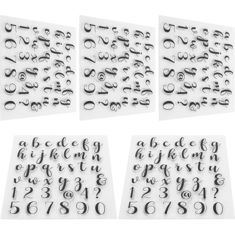 Lot de 5 tampons transparents pour scrapbooking et loisirs créatifs, 39 caractères minuscules en caoutchouc T1768 (1/5)