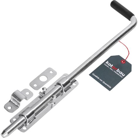 Kotarbau – Verrou à coulisse étroit 420 mm – Acier galvanisé – Verrou à boulon pour porte de garage – Poignée en caoutchouc noir