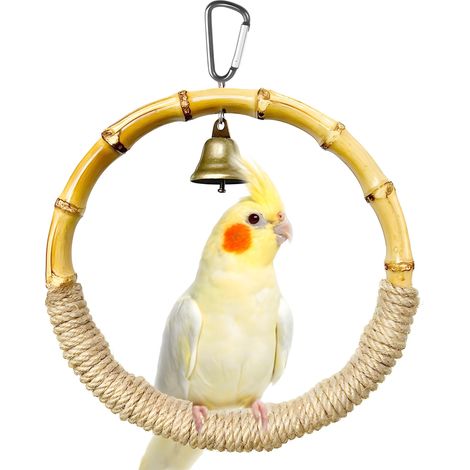 Balançoire en bambou pour oiseaux, balançoire en corde de chanvre, décorations suspendues pour cages, perchoirs pour petits oiseaux, perruches ondulées, calopsittes, inséparables (1/4)