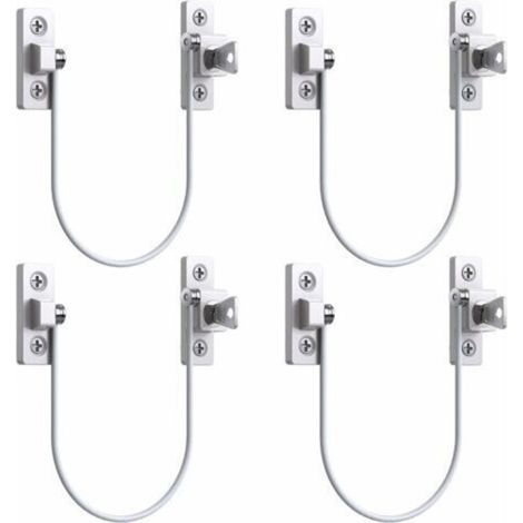 4pcs Entrebâilleur Fenêtre Porte Restricteur de Porte de Fenêtre Verrou Fenetre UPVC Verrouillage de Limite Verrou de Sécurité Câble Serrure de Limite Avec Clé et Vis--