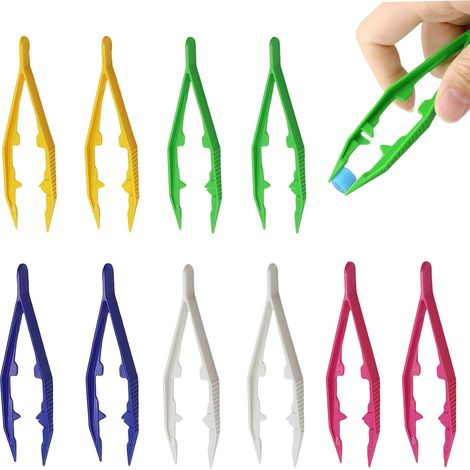Lot de 10 pinces à peles à epasse en plastique avec pointe dentelée, pinces multifonctionnelles de 10,2 cm, pou tavaux manuels, maison, école, accessoies de puzzle (1/4)