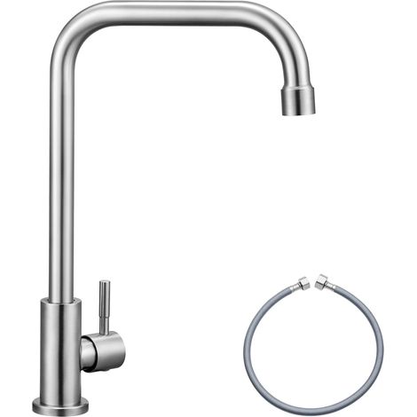 Rubinetto per acqua fredda in acciaio inox, girevole a 360°, miscelatore per cucina, bagno per ospiti, giardino e camper. (1/5)