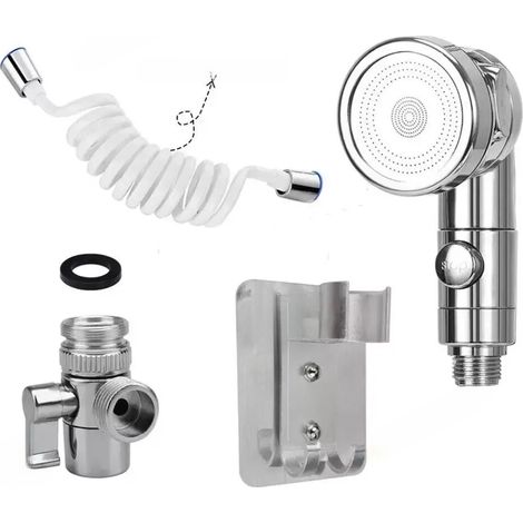 Showerhead - Handheld Shower Set for Sink Faucet - Adjustable Wall Mount - Dual Outlet - ABS and Brass - 1 Unit (1/5)
