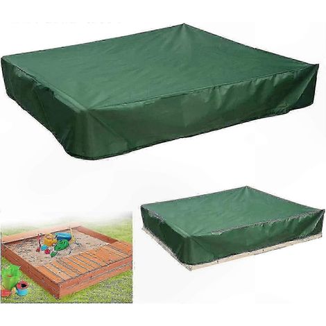 Quadratische Sandkastenabdeckung, 120 x 120 cm, wasserdicht und staubdicht mit Kordelzug für den Außenbereich, grün (1/5)
