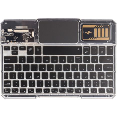 Clavier Bluetooth rechargeable transparent sans fil avec rétroéclairage 7 couleurs pour tablette Mate (noir)