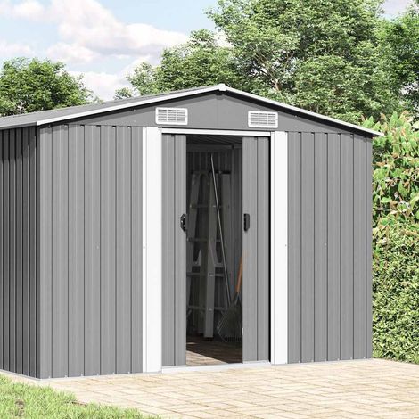Maison Exclusive - Cobertizo de jardín acero galvanizado gris 257 (1/5)