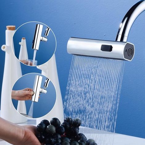 Extensor de grifo de cocina de 360° con rosca interna de 55/64'' (22 mm), aireador giratorio de 3 posiciones, rociador de cocina (1/4)