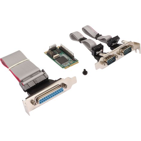 Carte d'extension série parallèle Mini PCIe 6 Gbit/s, 2 ports RS-232, 1 connecteur DP25, carte PCI Express vers port imprimante LPT (1/5)