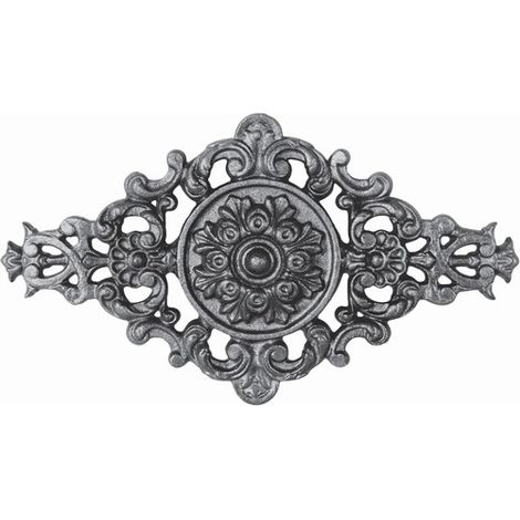 Deco Fer Forge – Palmette en fonte avec détail floral – Hauteur 200mm – Longueur 400mm – Fixation taraudage M6 pour portail