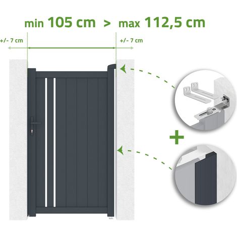 Portillon ajustable en largeur GIONA 1m H.180cm Aluminium Gris Anthracite