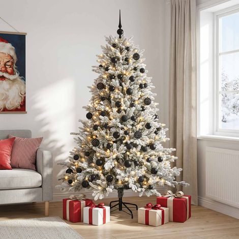 vidaXL Sapin de Noël artificiel avec boules 240 cm 300 LED Blanc chaud (1/5)