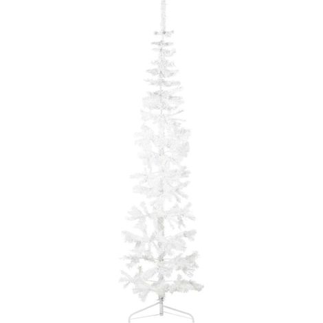 Demi sapin de Noël artificiel mince avec support-Décoration de Fête pour Noël Blanc 210 cm 227545 (1/5)