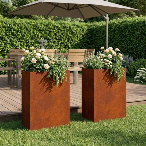 Cache-pot de jardin 2 pc Rouillé 50 x 40 x 75 cm Acier patiné vidaXL