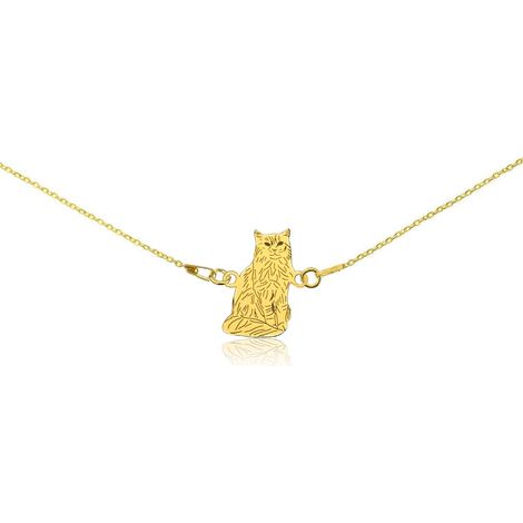 Bracelet en chaîne représentant un chat somalien doré