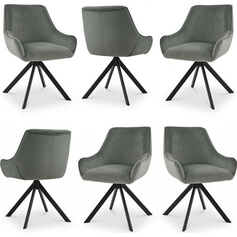 Goeurvant 360° drehbarer Sessel mit geschwungener Rückenlehne und weichem Kissen, perfekte Kombination aus Stil und Komfort - 6er Set - Grau