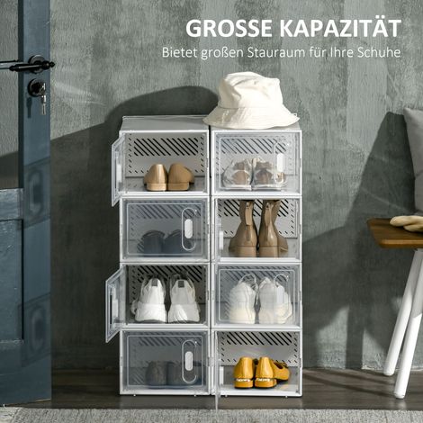 REDOM Meuble à chaussures pour 8 paires avec portes magnétiques trous d'aération et matériau plastique transparent (1/5)