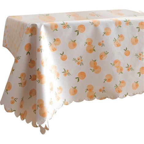 Nappe en PVC facile à nettoyer, couleur pêche, motif champêtre rafraîchissant, résistante à l'huile, idéale pour la maison et le bureau. (1/5)