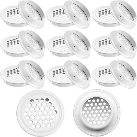 20 grilles de ventilation blanches, grilles d'aération rondes de 35 mm, grilles de ventilation rondes en acier inoxydable (1/5)