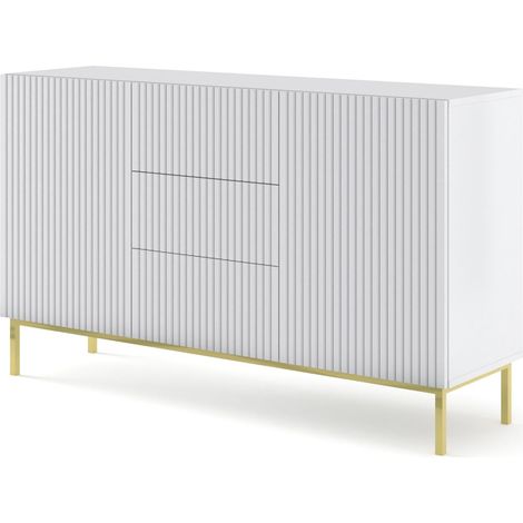 MOBILE RAVENNA B MOBILE IN MDF RIVESTITO IN FOGLIO 2D3S 150 BIANCO OPACO TELAIO ORO