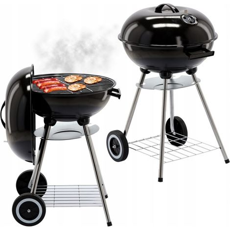 Barbecue rond au charbon de bois TG56276 avec couvercle et bac à cendres (1/5)