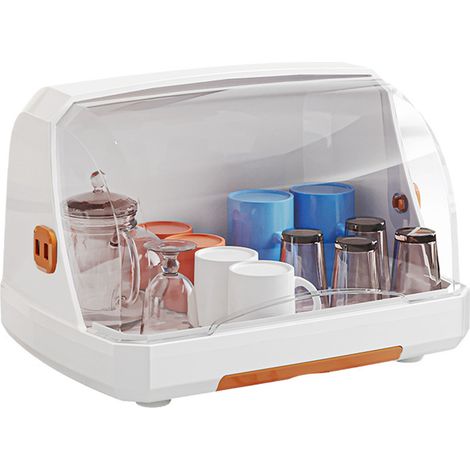 Support de rangement pour tasses de bureau, séchoir multifonction avec couvercle, anti-poussière pour verres à thé, bols et biberons, orange (1/5)
