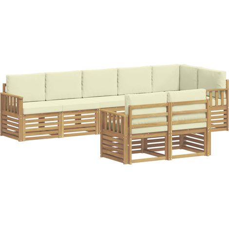 Ensemble de canapés d'extérieur 8 pc Blanc et crème Polyester vidaXL (1/5)