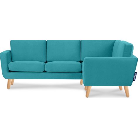 KONSIMO Ecksofa rechts mit Armlehnen "TAGIO", Türkis, Stoff, Scandinavian, 220x80x181cm (1/4)