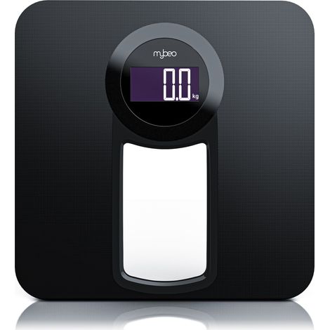 MyBeo Digitale Personenwaage Körperwaage - Badezimmer Waage im Slim Design - 6 mm Sicherheitsglas - großes LCD-Display, max. 150 kg