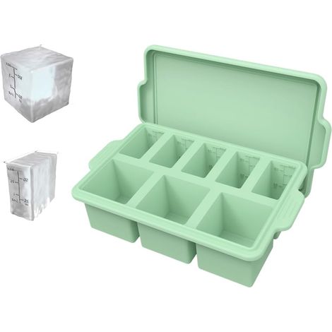 à glaçons en silicone avec couvercle, 8 grands cubes carrés, acier (1/5)