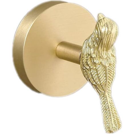 Wandhaken aus gebürstetem Messing in Vogelform, goldfarben, für Handtücher, Bademäntel, Badezimmer, Küche, Schlüssel, Hüte, Mäntel, Haken aus gebürstetem Messing